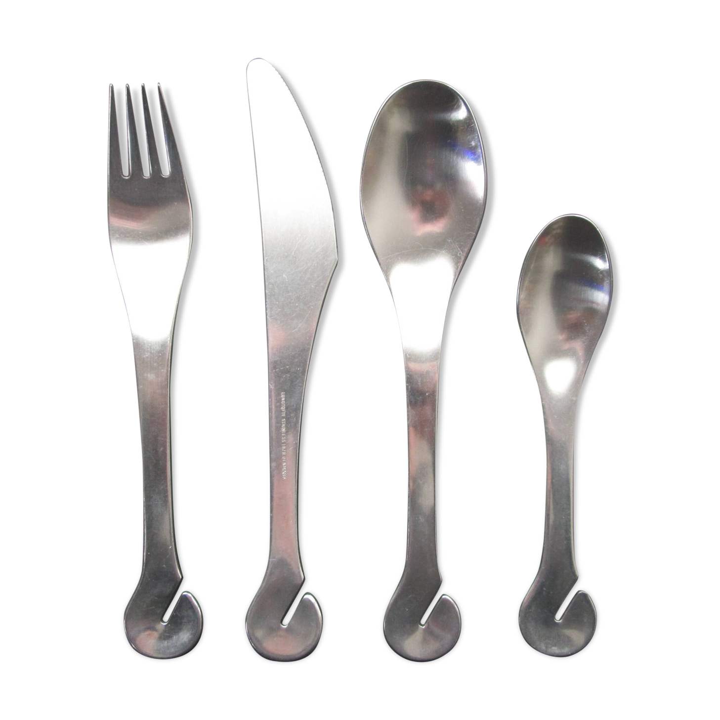 Danish modernist stainless steel 31 pc  EASY monobloc 1960s flatware cutlery set by Lundtofte