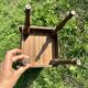 Vintage Dark Brown Wood Side Table - Vinyl Record Book Holder