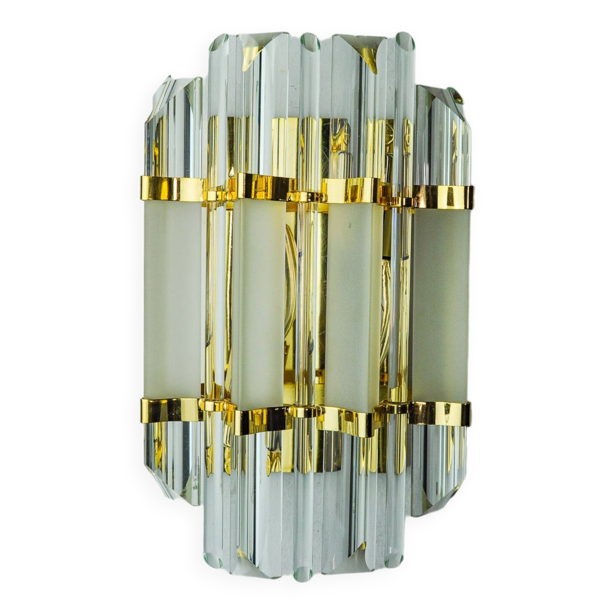 Venini wall lamp, triedri glass, murano, italy, 1970