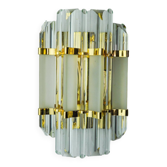 Venini wall lamp, triedri glass, murano, italy, 1970