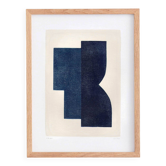 Abstract painting in midnight blue signed Eawy.