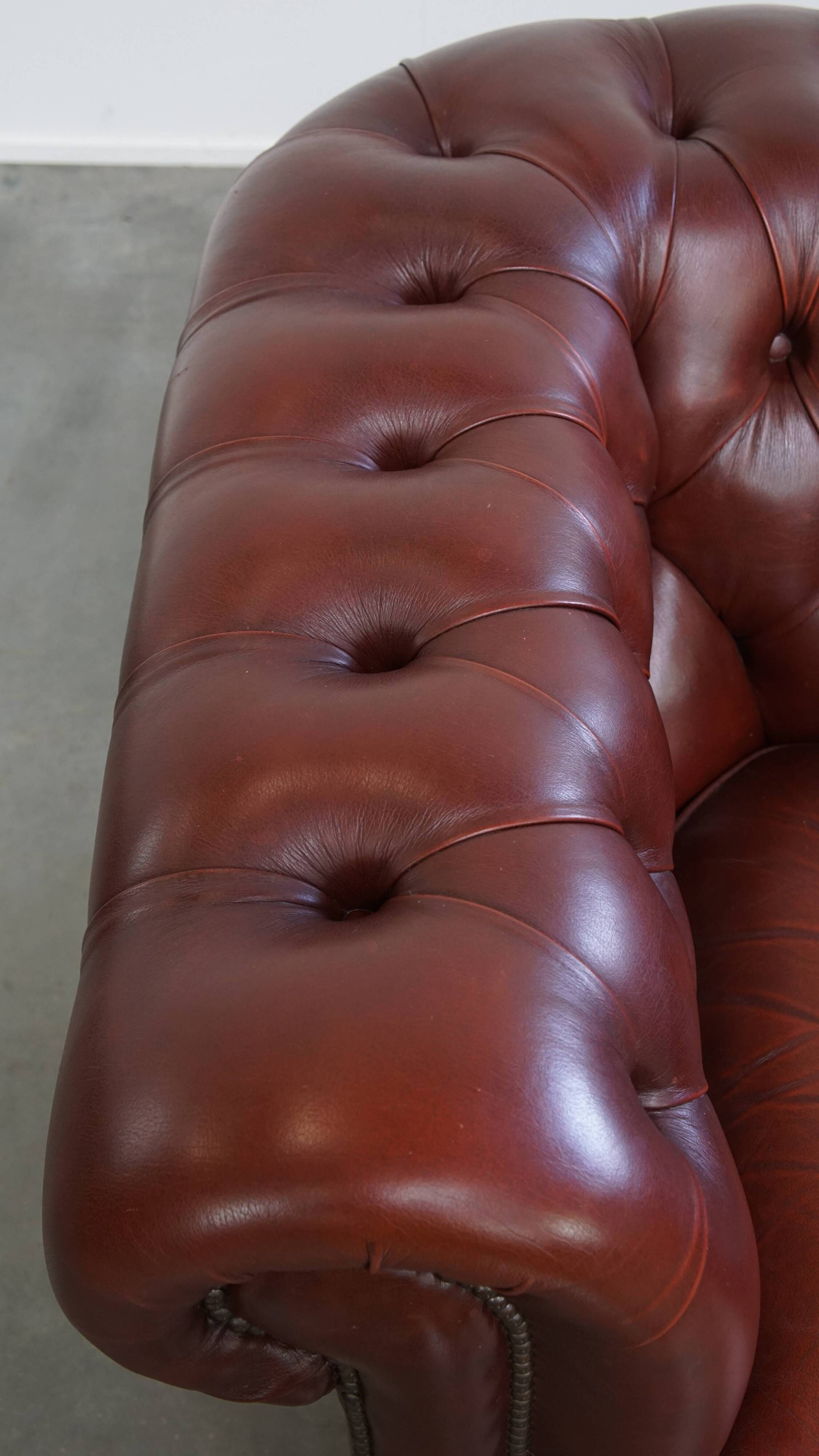 English Cowhide Leather Chesterfield Armchair