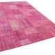 Handwoven Turkish Contemporary 205 cm x 302 cm Pink Patchwork Carpet