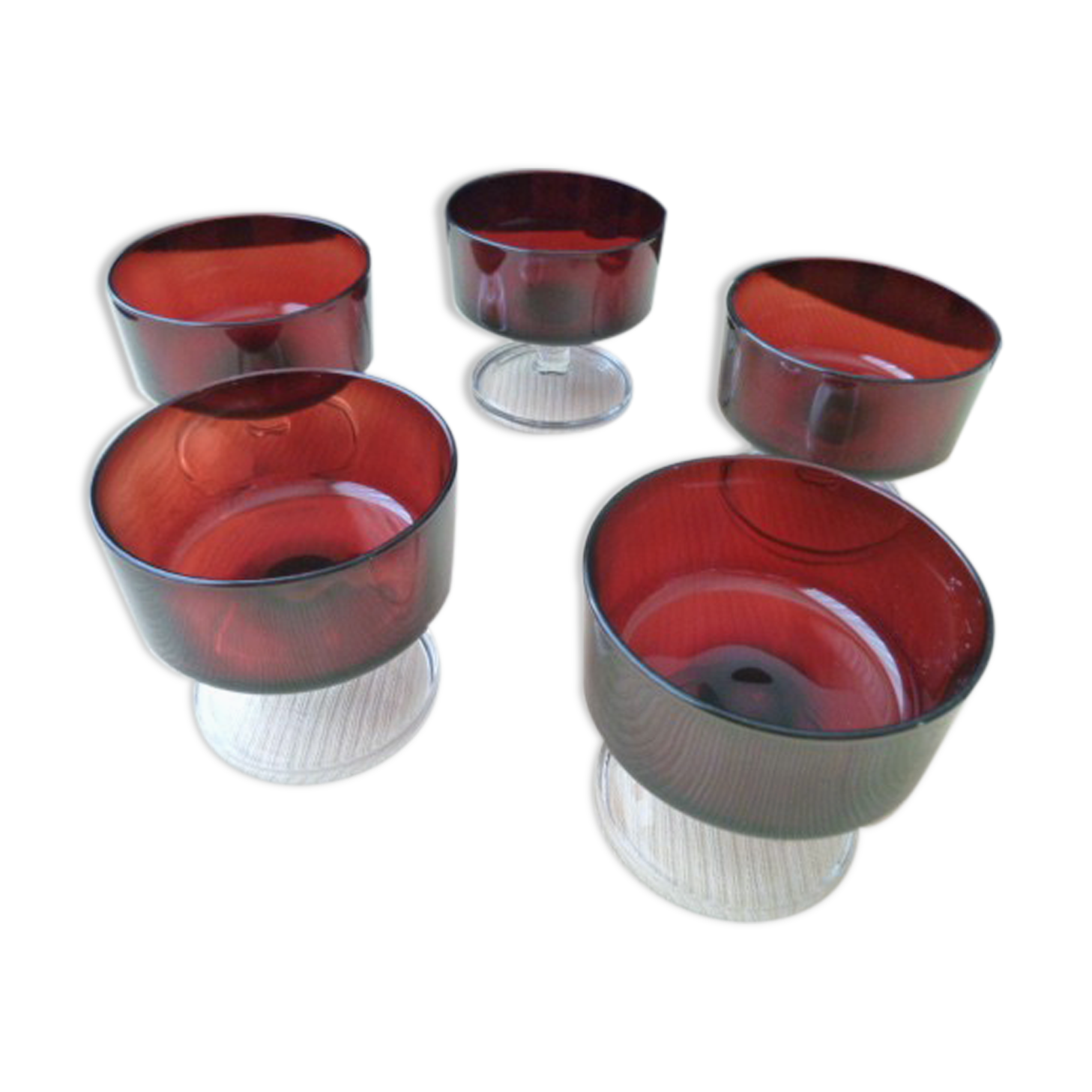 Set of 5 vintage cuts ruby color BP