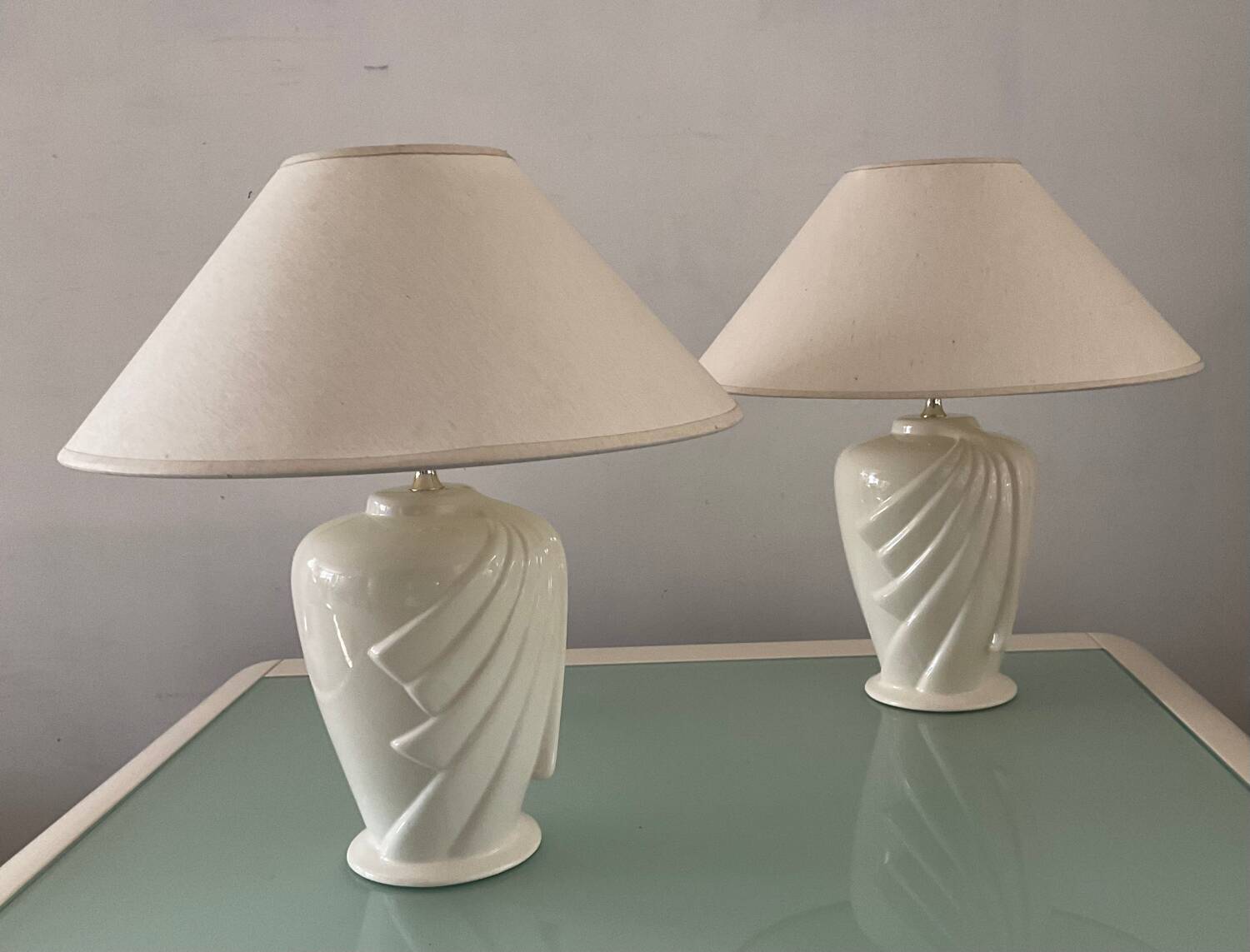Paire de lampes vintage en céramique