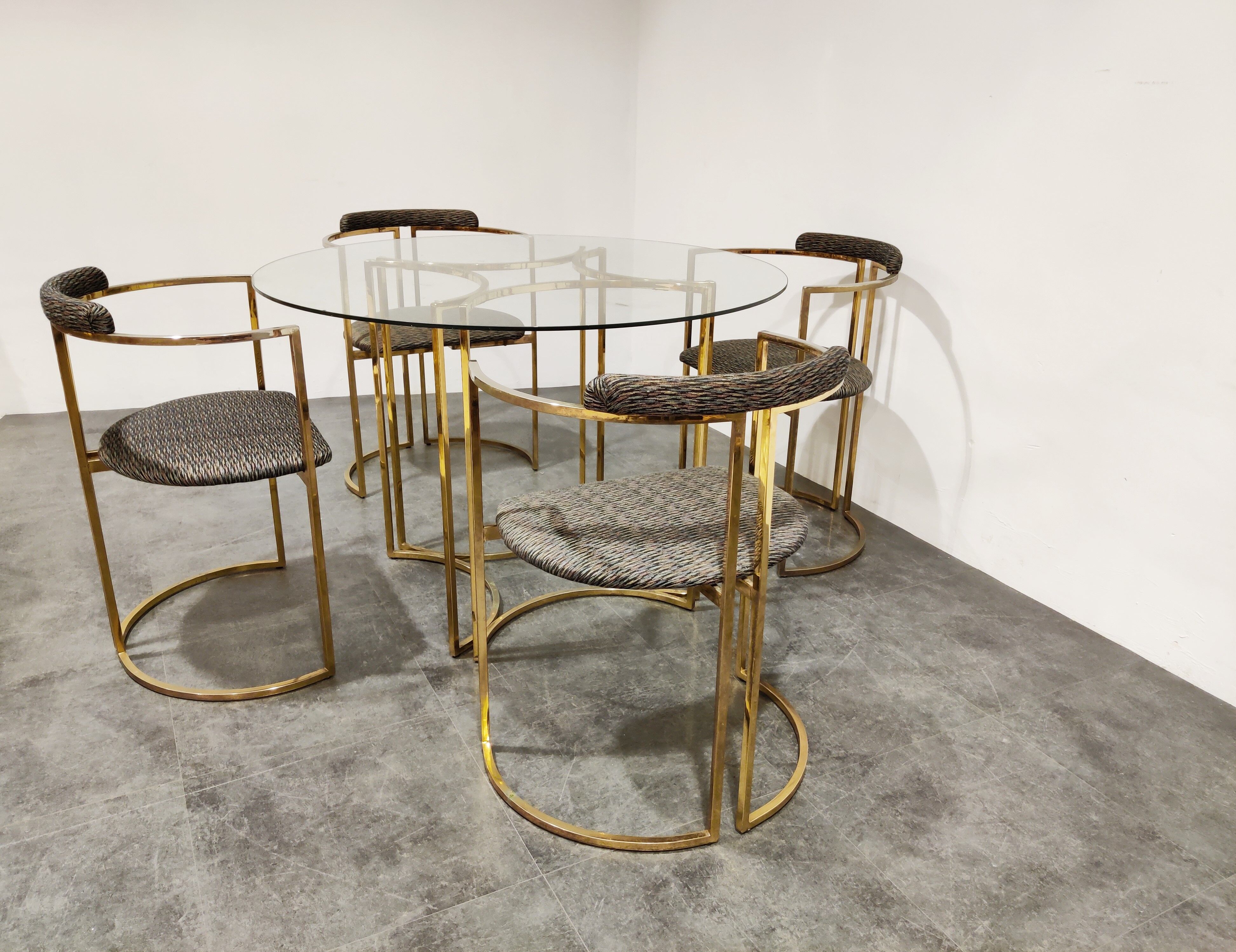 Vintage brass dining room set by Belgochrom, 1970s