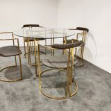 Vintage brass dining room set by Belgochrom, 1970s