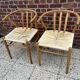 2 chaises design scandinave corde et teck