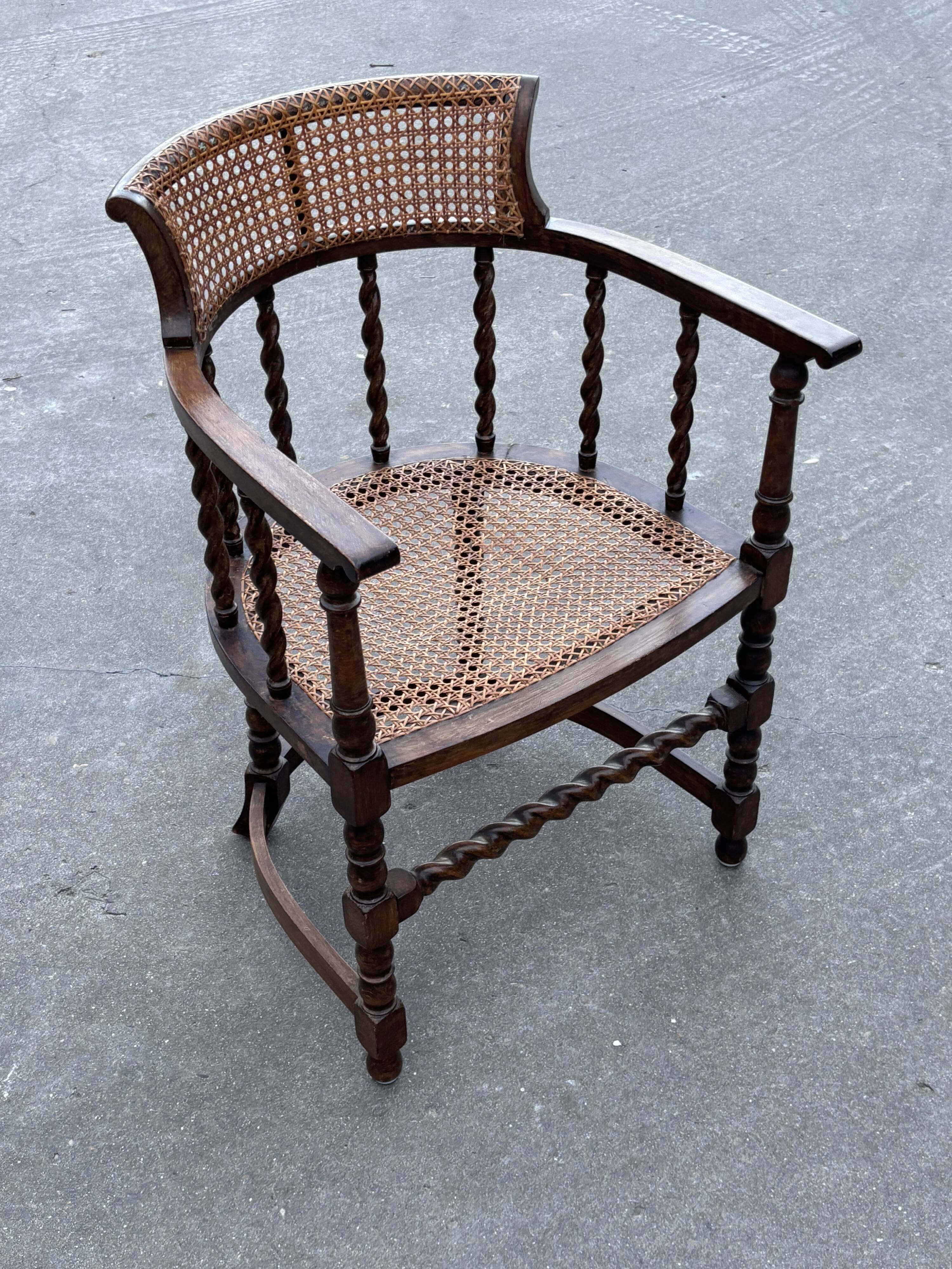Antique Barley Twist, Rattan Seated Captains Chair easy chair Classic