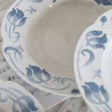 6 soup plates - Tircis model - Antique 82-piece Sarreguemines earthenware dinnerware set