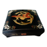 Japanese jewelry box in black lacquered wood with phoenix decoration.