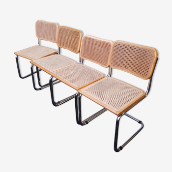 Series of 4 Cesca chairs by Marcel breuer