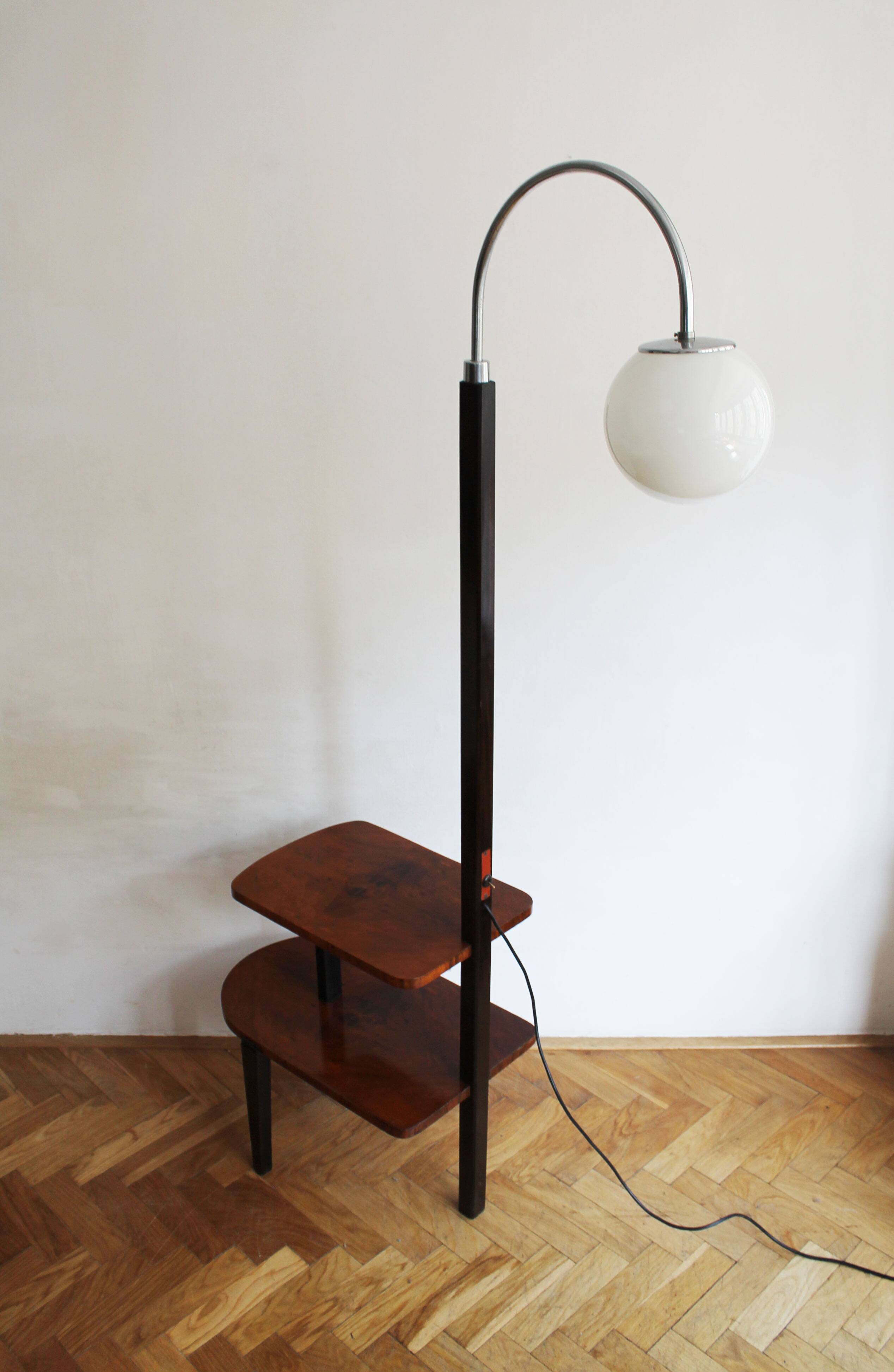 1950s Modernist Floor Lamp with Shelves