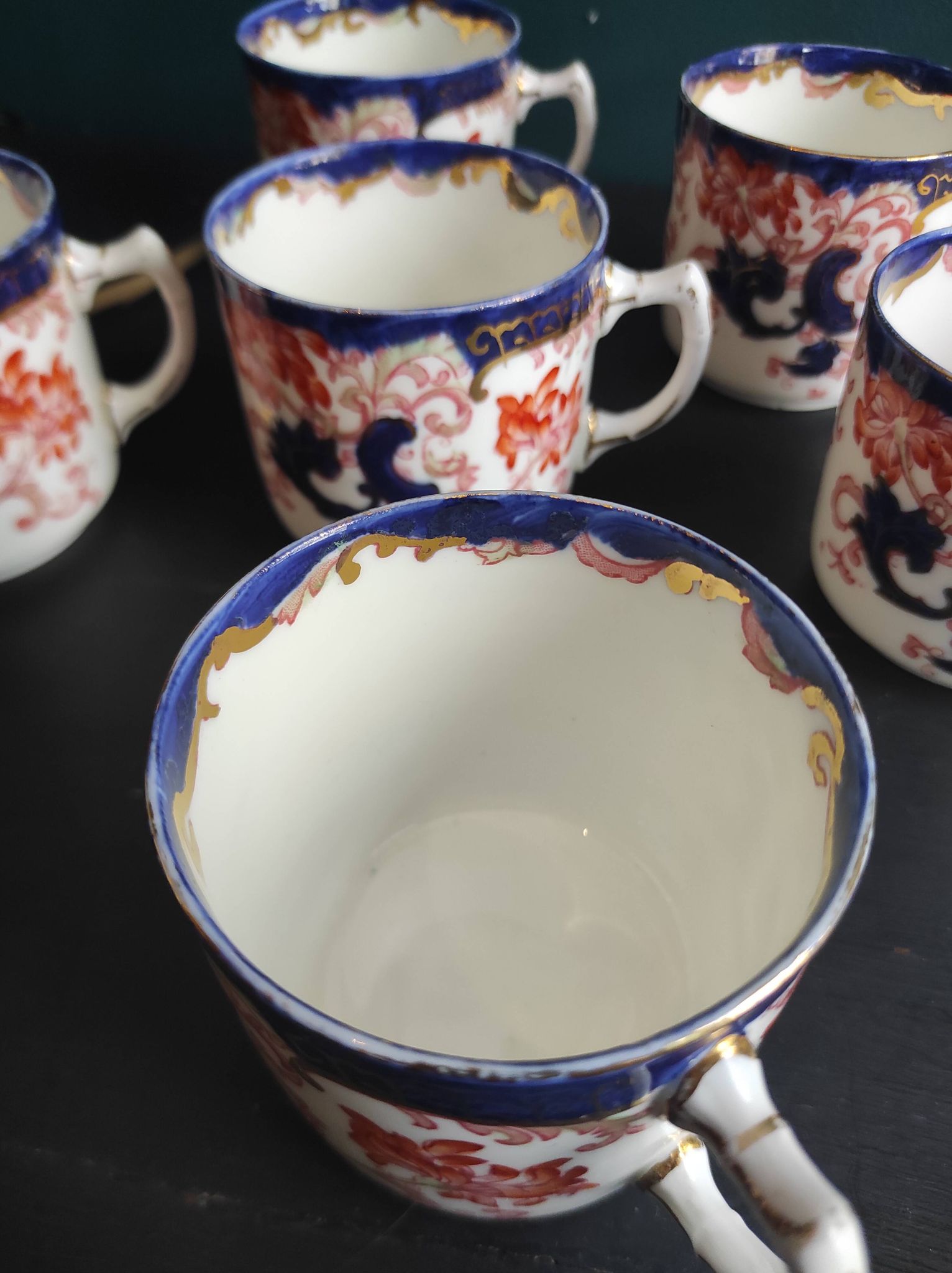 Antique Adderley & Co Lisbon pattern bon china set of 6 tea cups