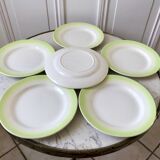 set of 6 pastel gradient light green dessert plates 40s-50s