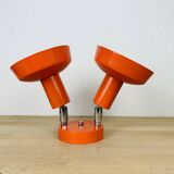 Double adjustable orange spotlight wall lamp from the 70s