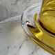 Schott Studio Honey-Amber Hand-Blown Glass Spinning-Top Vase with Clear Flange, 36cm