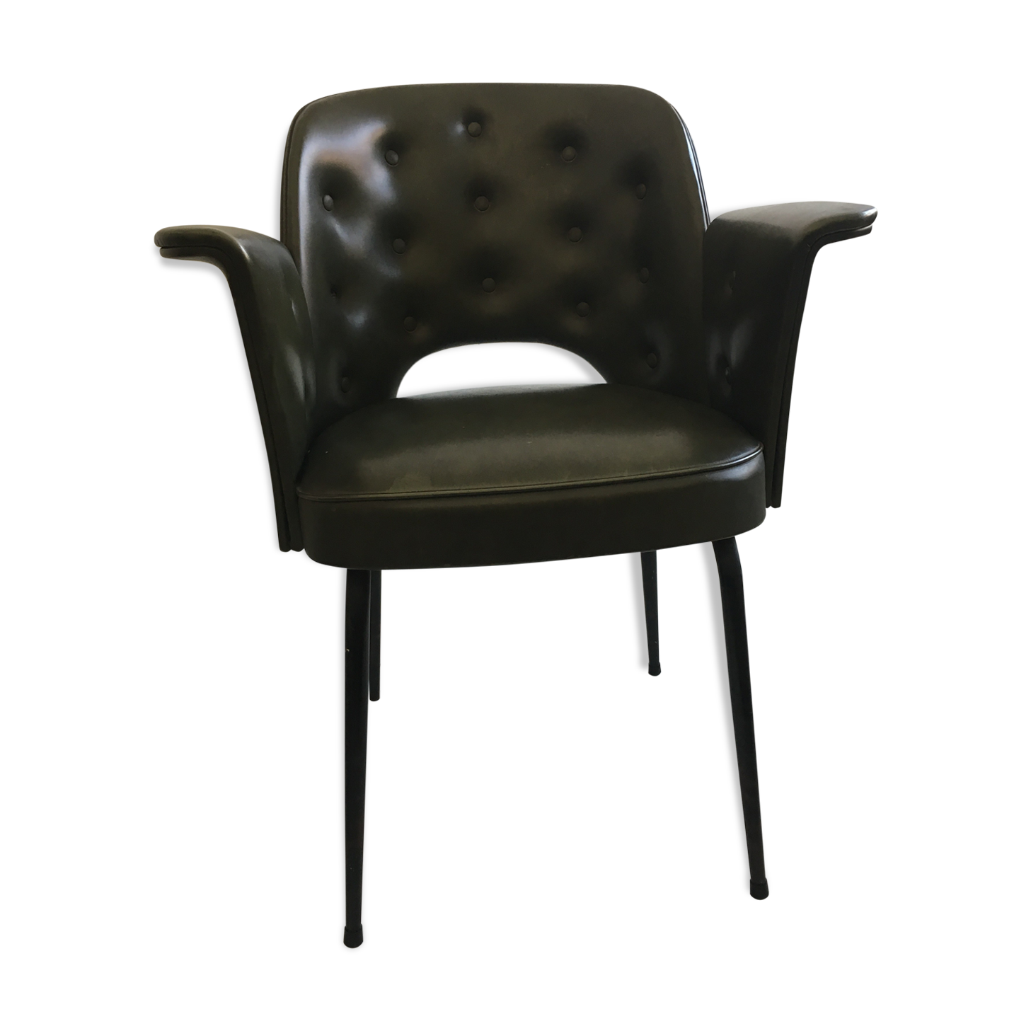 Chair in bottle green leatherette