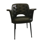 Fauteuil en skaï vert bouteille