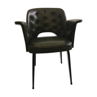 Chair in bottle green leatherette