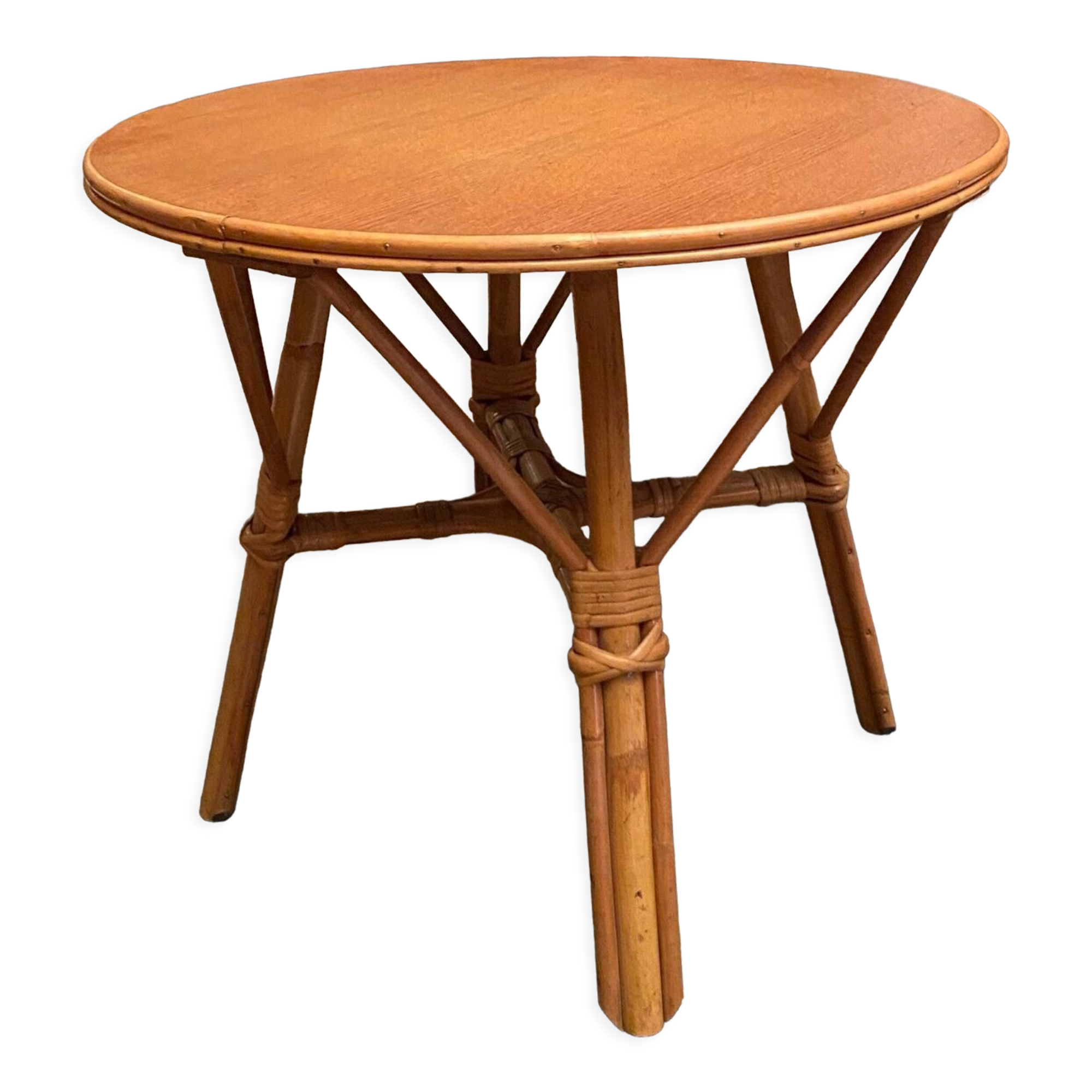 Circular rattan coffee table 1970-1980