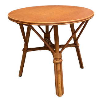 Circular rattan coffee table 1970-1980