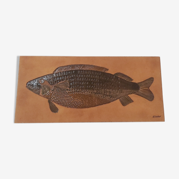 Plat céramique poisson signé R. Capron