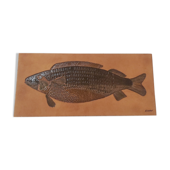 Plat céramique poisson signé R. Capron