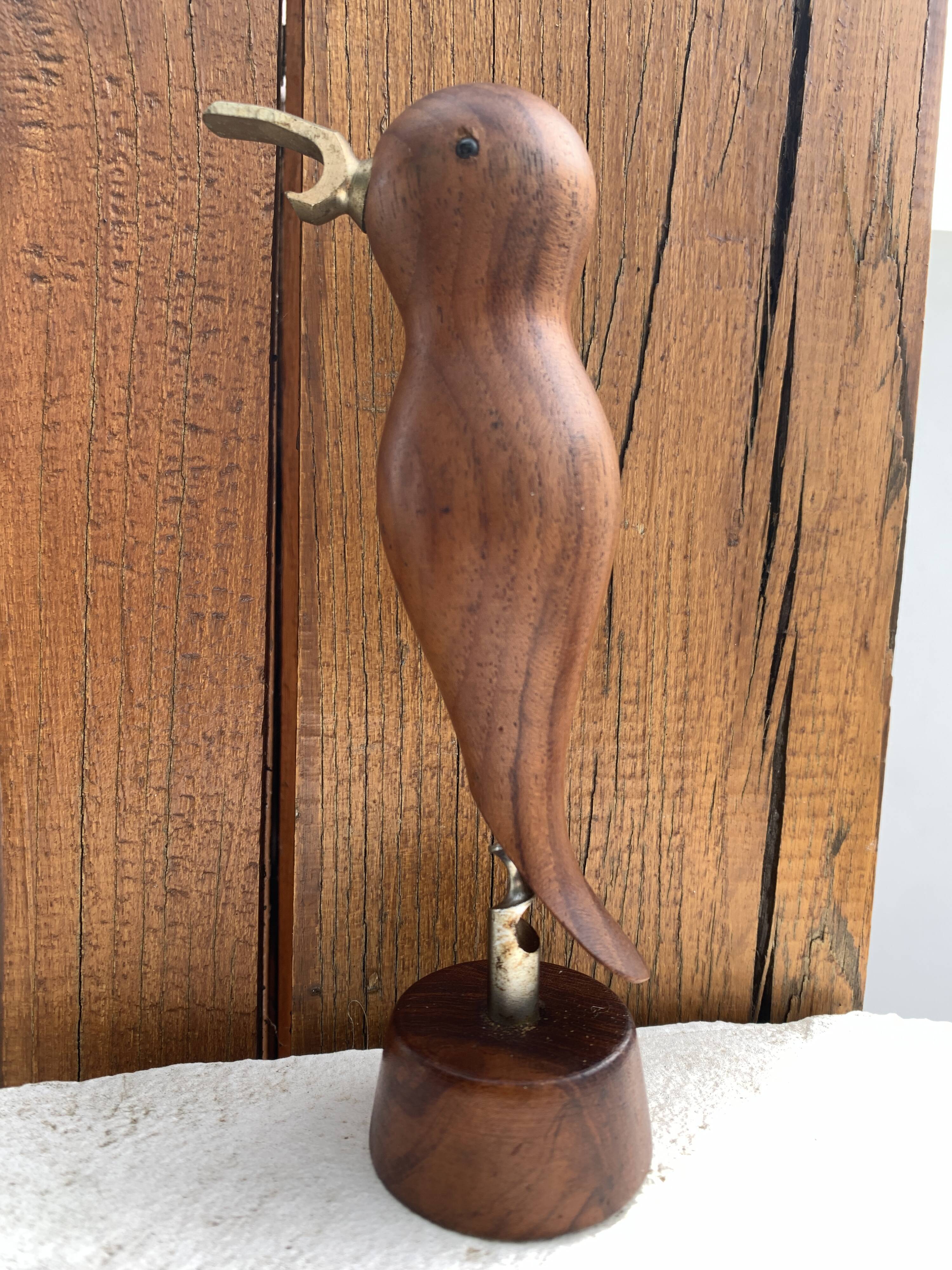 Scandinavian design corkscrew in teak wood and brass, 1960