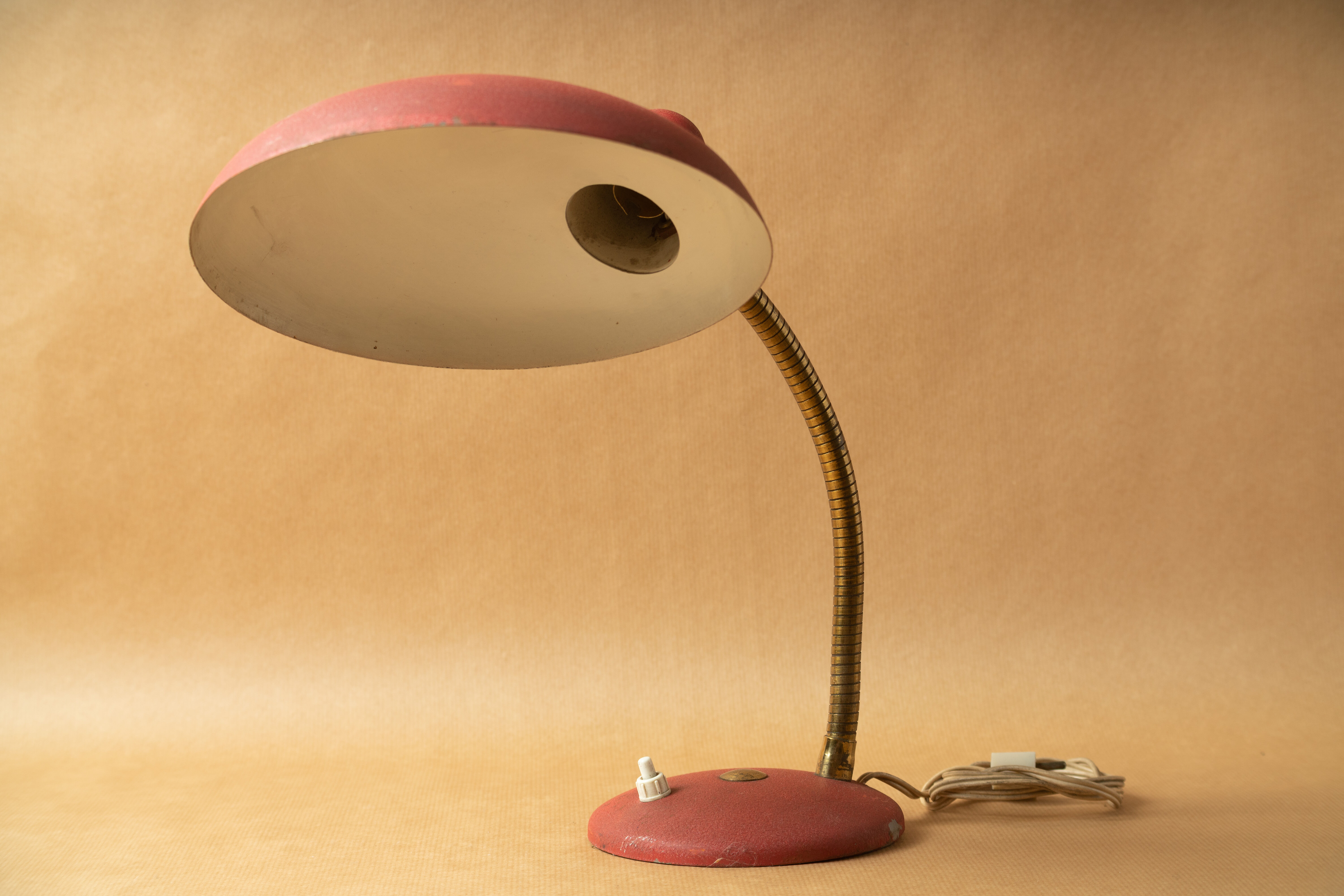 Desk lamp industrial design vintage 1950 1960 flexible red