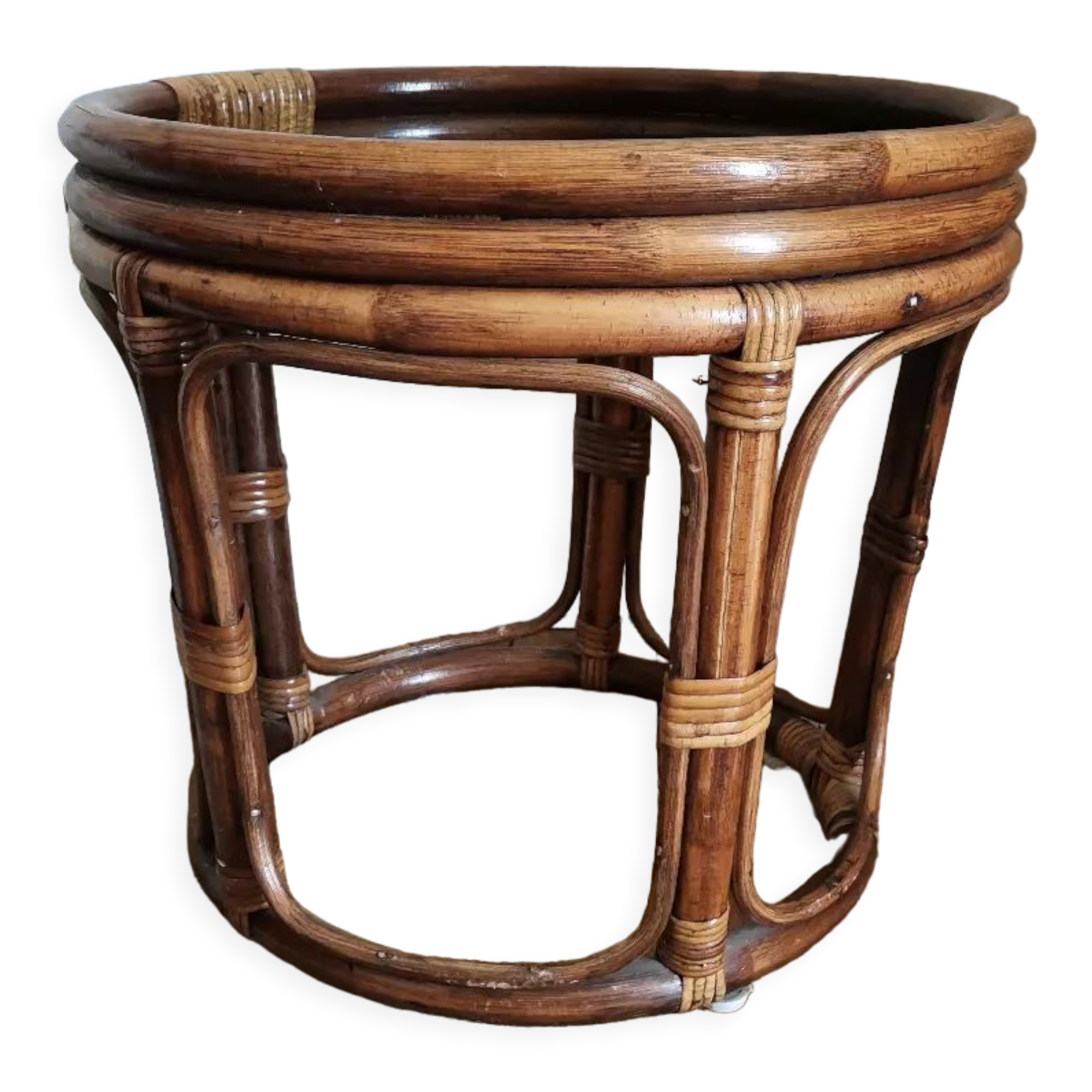 Rattan stool pouf