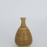 Small Mid-Century Scandinavian Modern Collectible Brown Stoneware Vase by Gunnar Borg, Set of 4