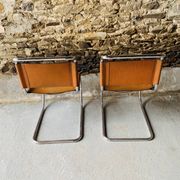 2 chairs MR10 by Ludwig Mies Van Der Rohe for Fasem, 1980