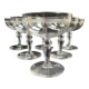 6 champagne glasses in light blown, cut and guilloché crystal