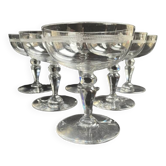 6 champagne glasses in light blown, cut and guilloché crystal