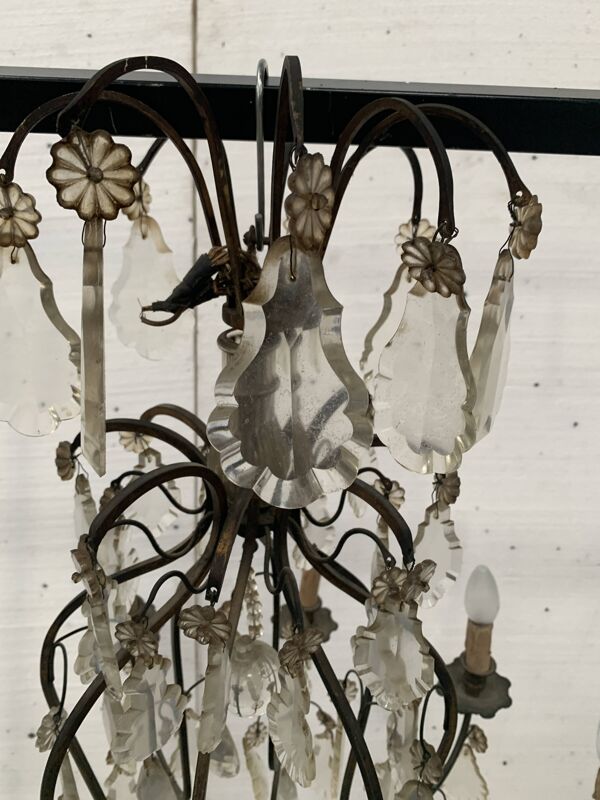 Lustre cage de style Louis XV Lustre a pendeloques XX siècle