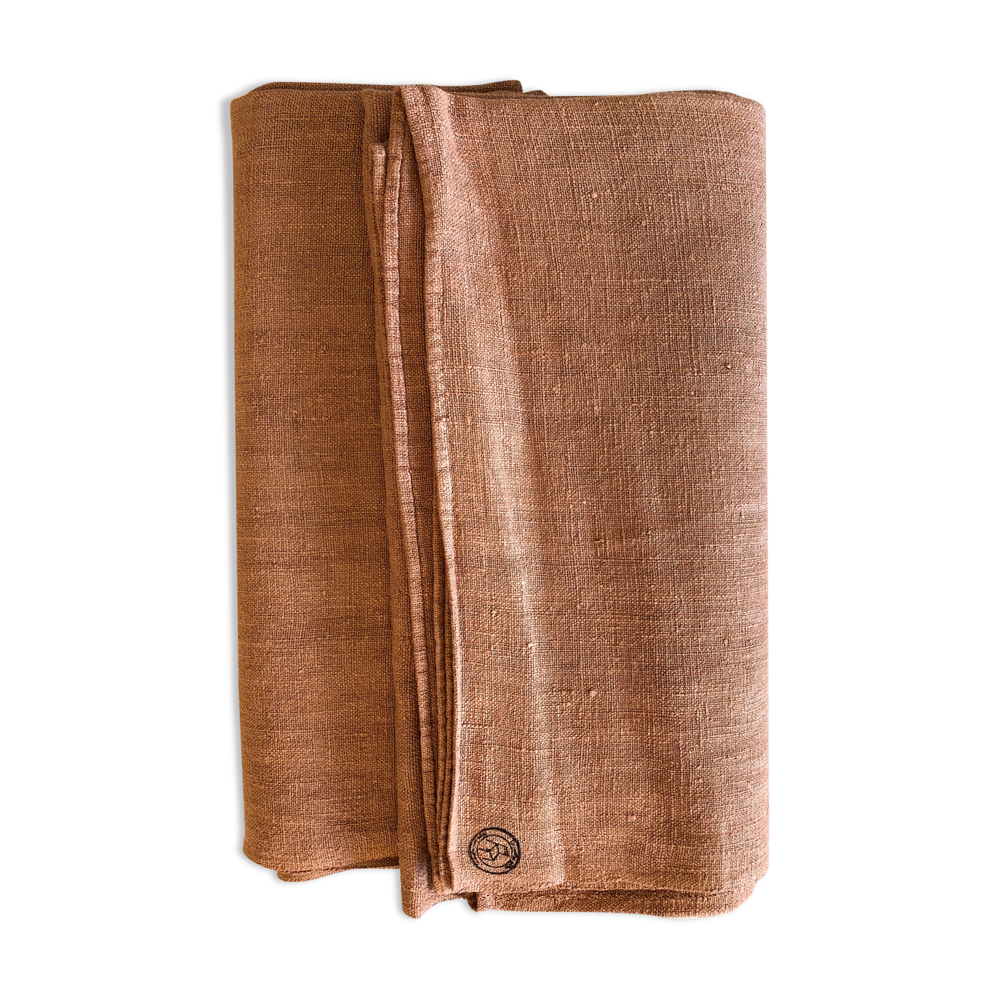 Old harvest tablecloth in hemp tinted terracotta