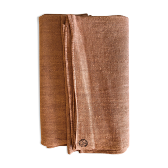 Old harvest tablecloth in hemp tinted terracotta