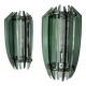 Paire d'appliques veca bicolore, verre murano vert, italie 1970