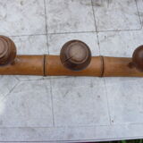 Wooden coat rack turned in imitation of bamboo, 3 hooks, 1900s