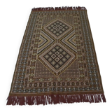 Vintage Berber Wool Carpet Hand-Knotted Antique Tunisian Brown