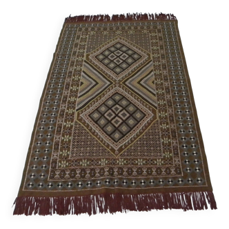 Vintage Berber Wool Carpet Hand-Knotted Antique Tunisian Brown