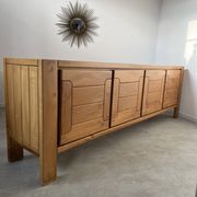Large sideboard Regain in solid elm wood XXL 4 doors 70s