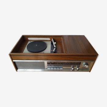 Combined vinyl platinum and vintage radio Grundig