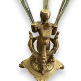 Tulip tree centerpiece in opalescent glass and bronze nineteenth