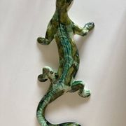 Provence 1970 XXL lizard in green glazed stoneware