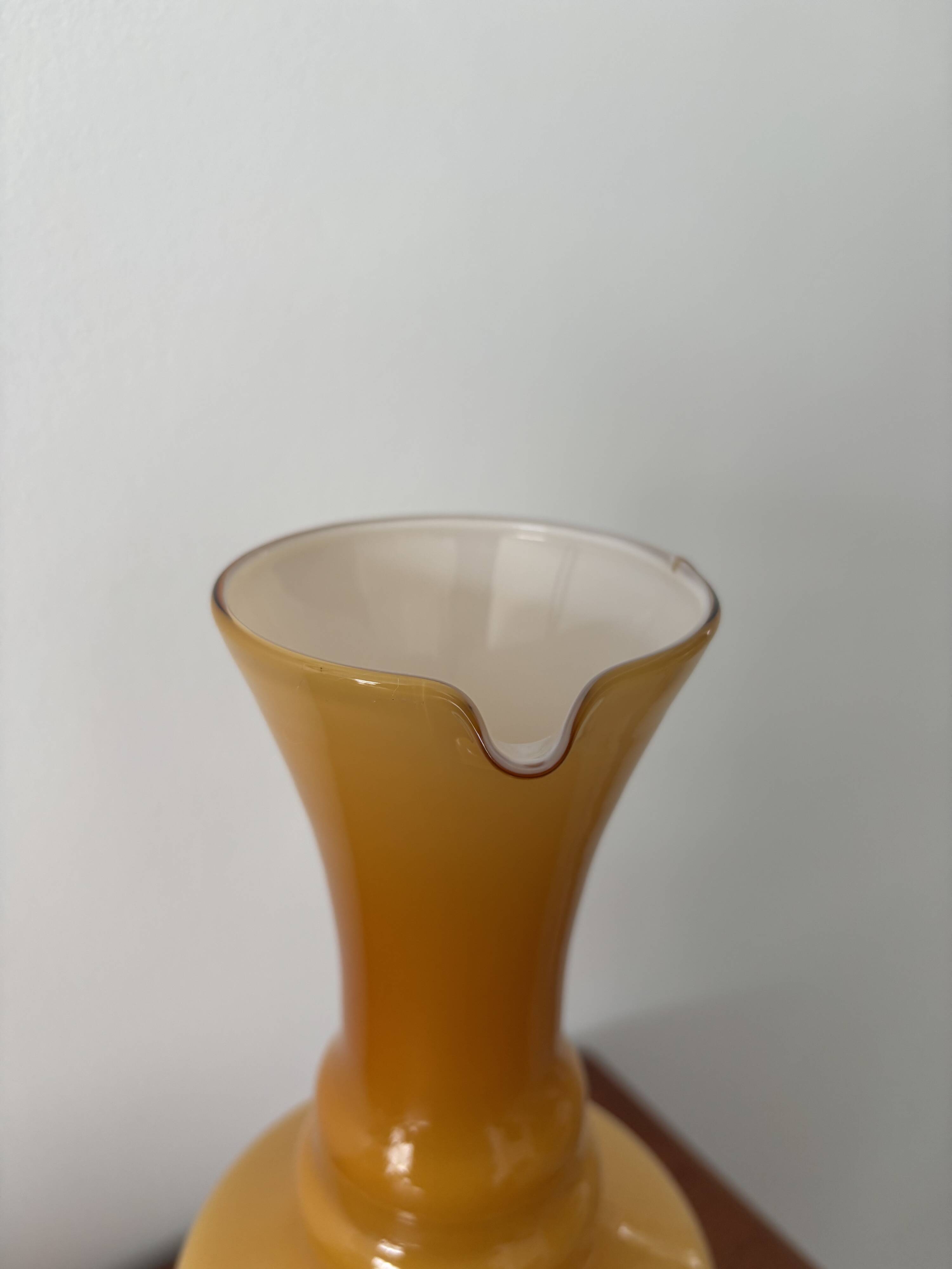 Vintage amber opaline vase retro mid-century glassware