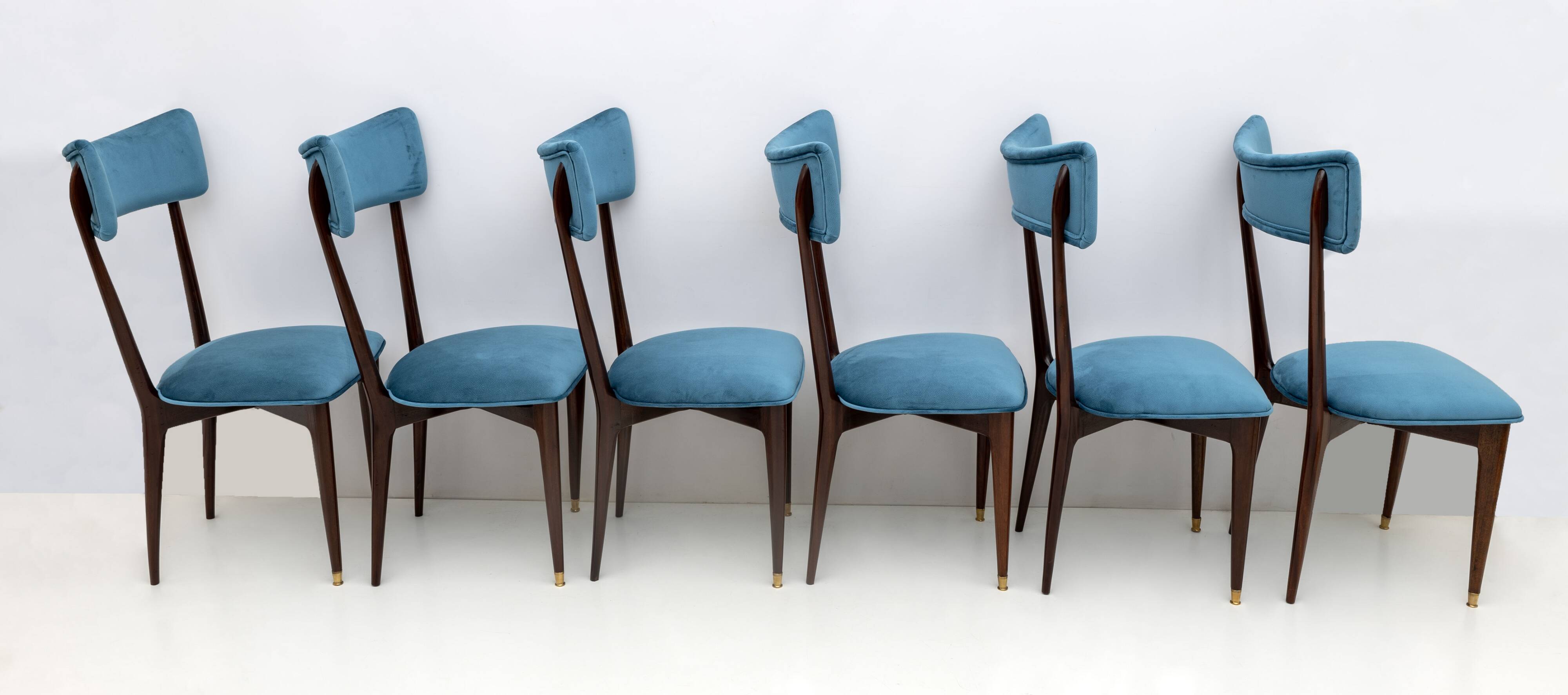 Ico & Luisa Parisi Rare Set of Six Mid-century Modern Velvet Dining Chairs