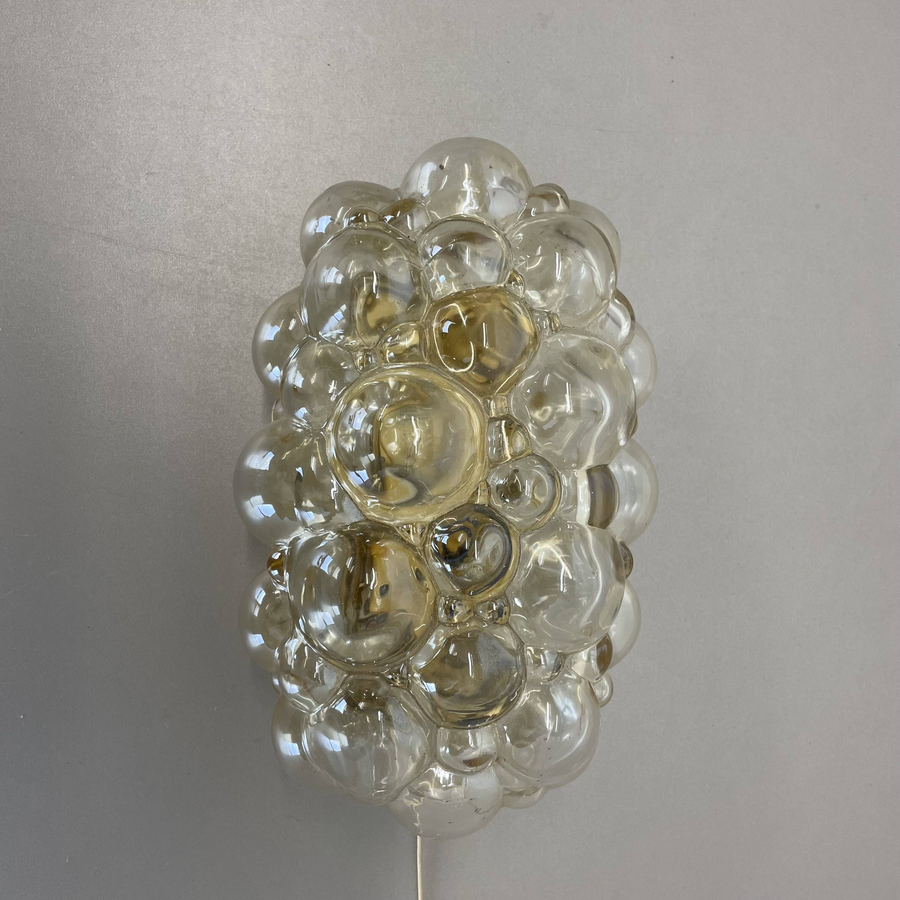 Original Amber Glass Wall Lights Sconces Helena Tynell Glashütte Limburg, 1960s