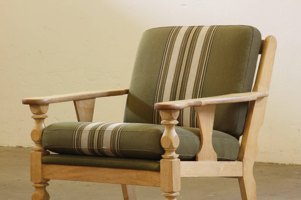 Vintage 1960s Danish low back lounge chairs in light oak, Henning Kjærnulf style